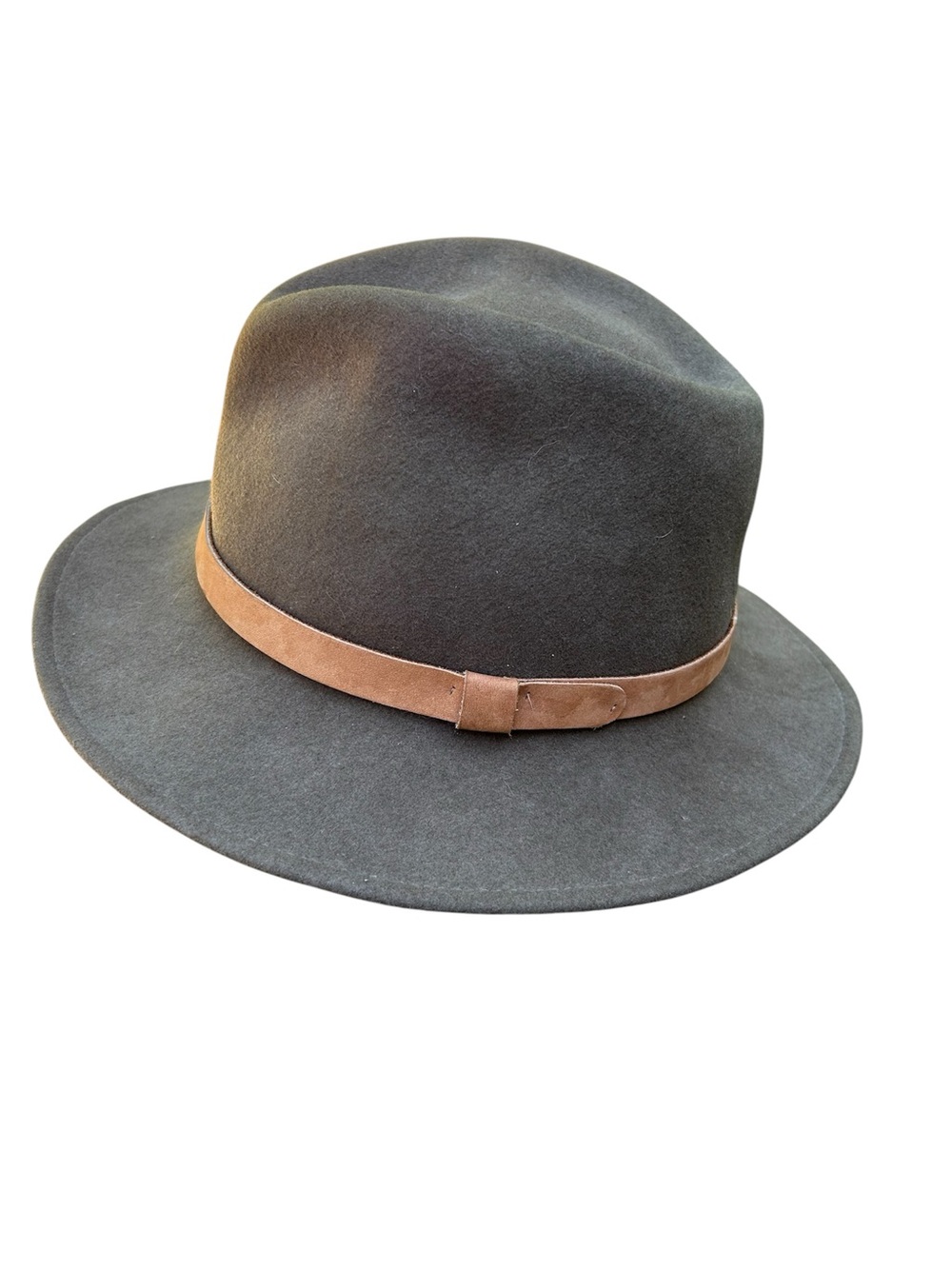 Dorfman Pacific Classic Wool Fedora with Brown Leather Band